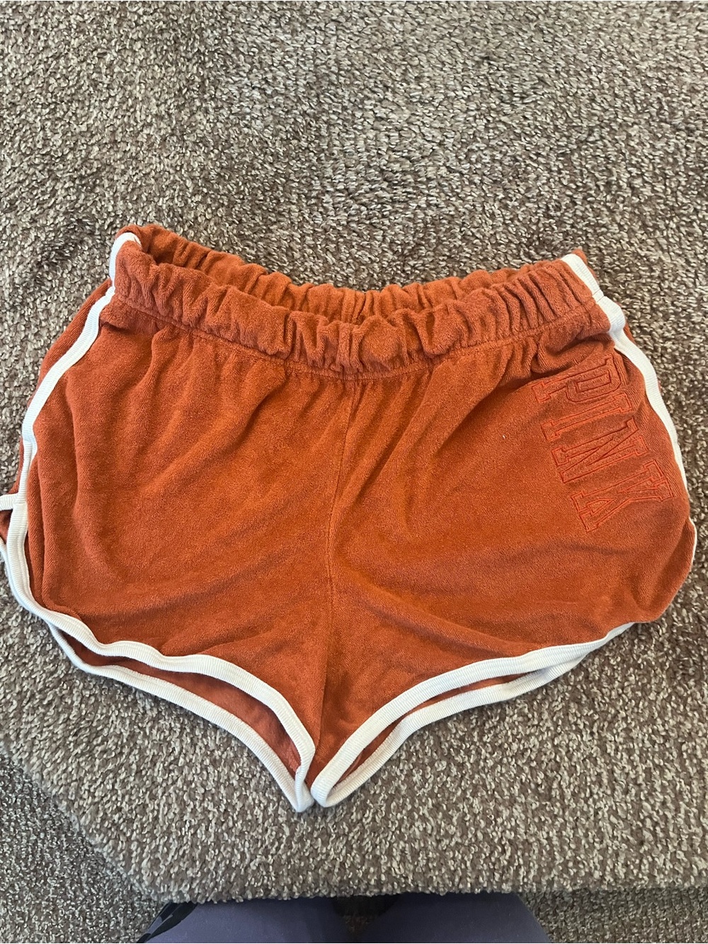 PINK Victoria's Secret Rust Terry Athletic Shorts with White Trim